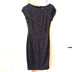Cache knit body con dress with asymmetrical gathered waist